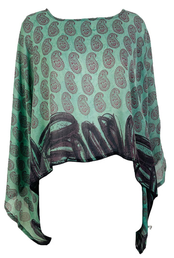 PRG7329 Sheer Avatar Pure Silk Kimono-Sleeved Top - Velora Luxury Fashion