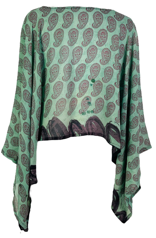 PRG7329 Sheer Avatar Pure Silk Kimono-Sleeved Top - Velora Luxury Fashion