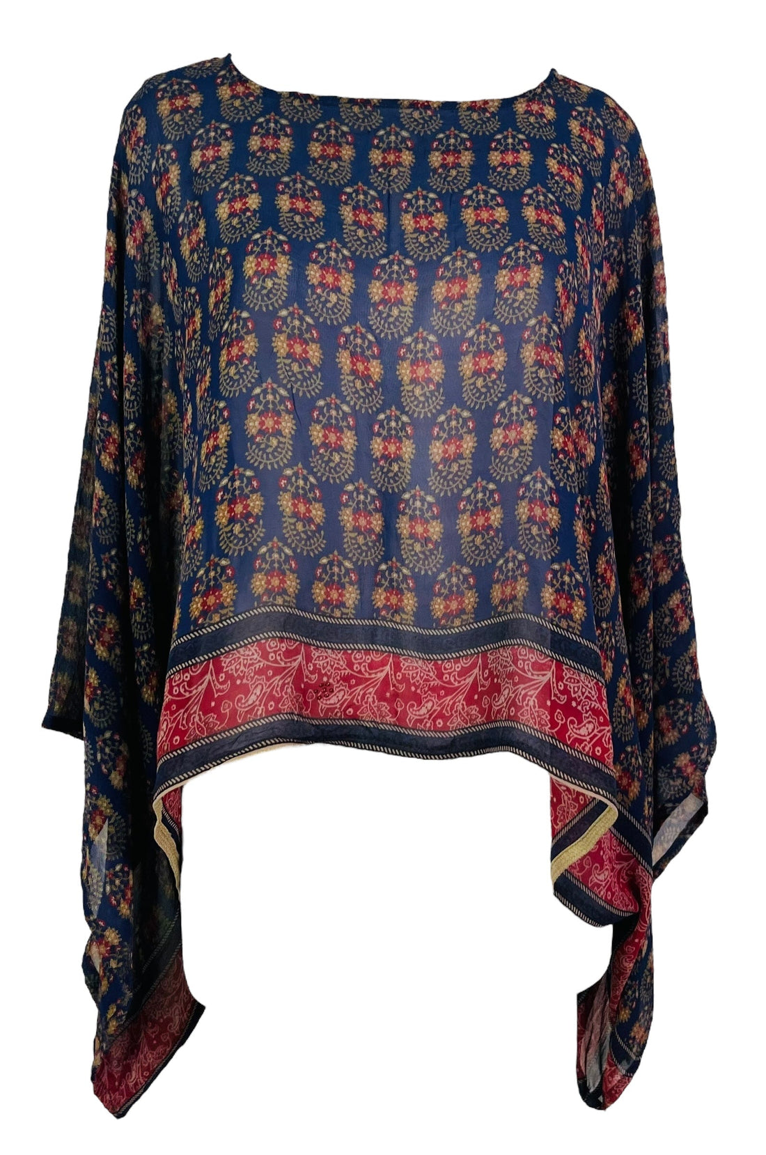 PRG7334 Sheer Avatar Pure Silk Kimono-Sleeved Top - Velora Luxury Fashion