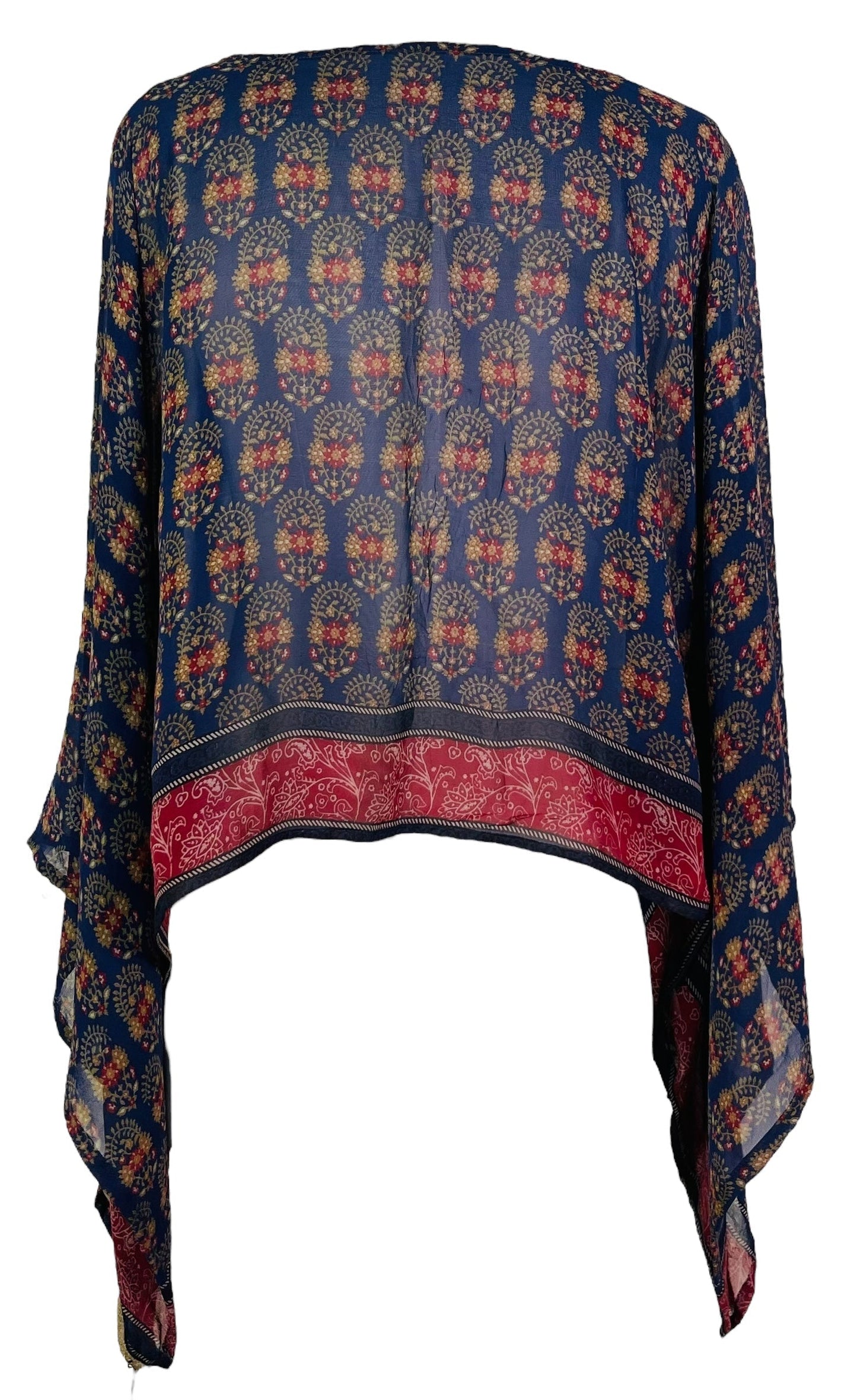 PRG7334 Sheer Avatar Pure Silk Kimono-Sleeved Top - Velora Luxury Fashion