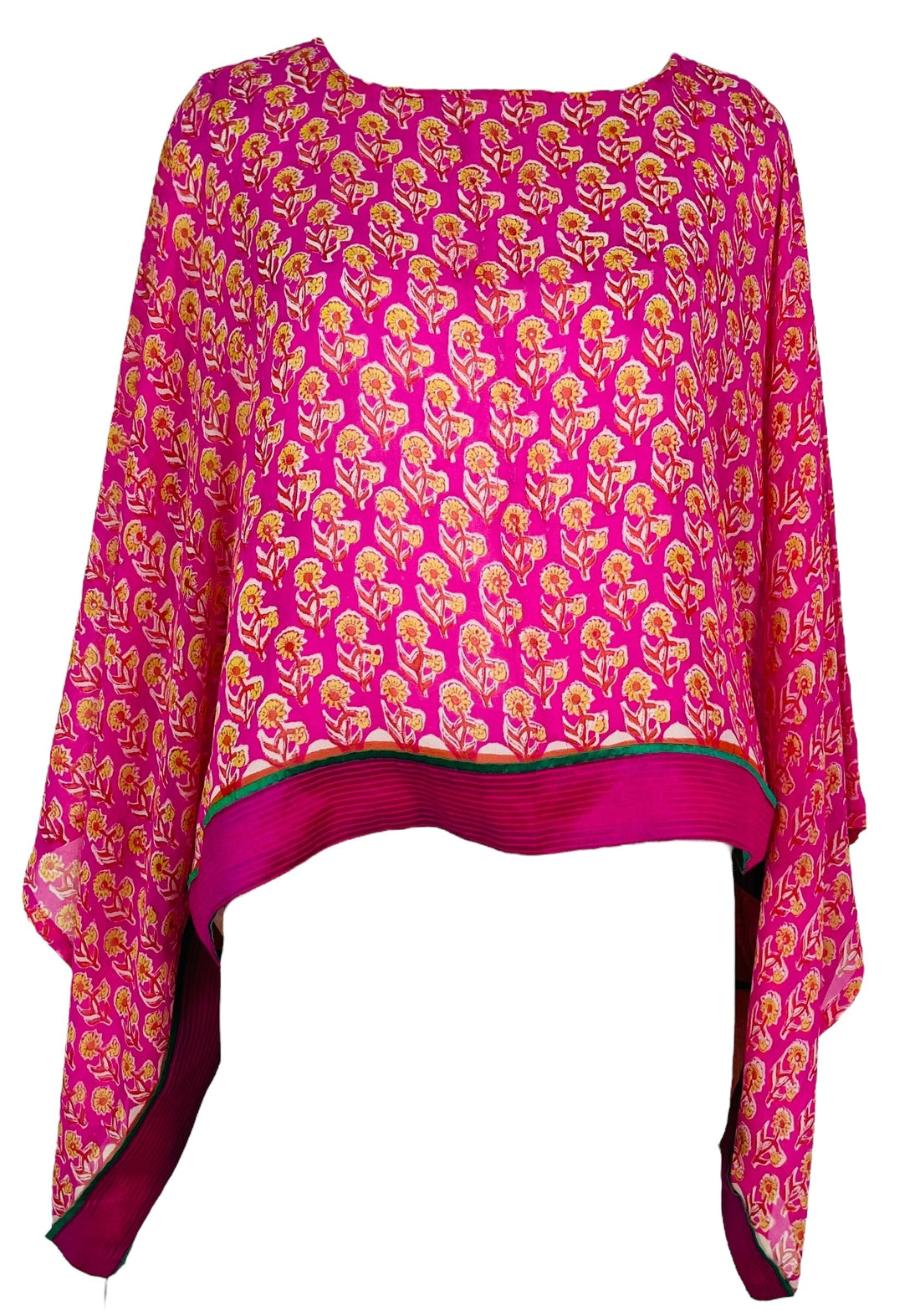 PRG7365 Sheer Avatar Pure Silk Kimono-Sleeved Top - Velora Luxury Fashion