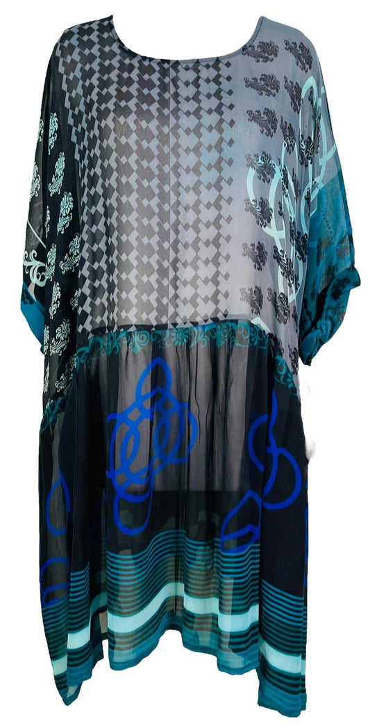 PRG7430 Sheer Avatar Pure Silk Boxy Babydoll Dress - Velora Luxury Fashion