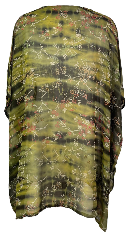 PRG7481 Sheer Avatar Pure Silk Short Kaftan Tunic without Slits - Velora Luxury Fashion