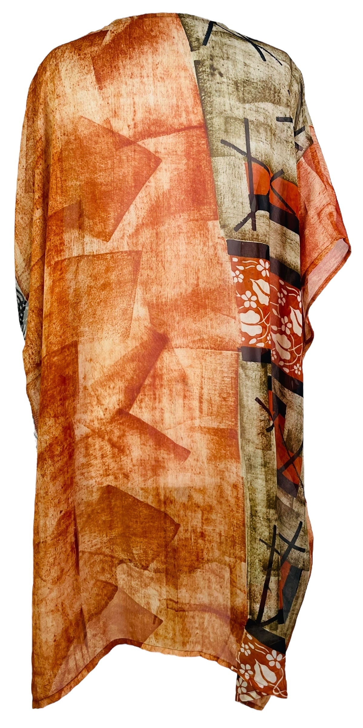 PRG7483 Sheer Avatar Pure Silk Midi Length Kaftan - Velora Luxury Fashion