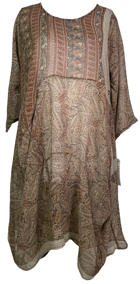 PRG7824 Sheer Avatar Pure Silk Sculptural Long Tunic Dress - Velora Luxury Fashion