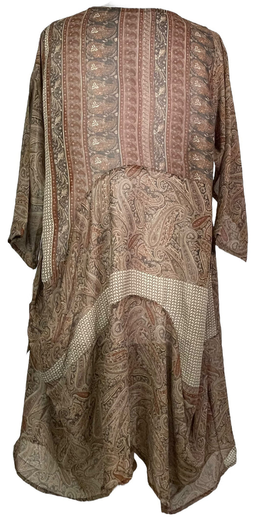 PRG7824 Sheer Avatar Pure Silk Sculptural Long Tunic Dress - Velora Luxury Fashion