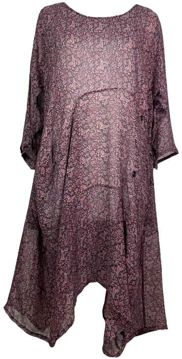 PRG7834 Sheer Avatar Pure Silk Sculptural Long Tunic Dress - Velora Luxury Fashion