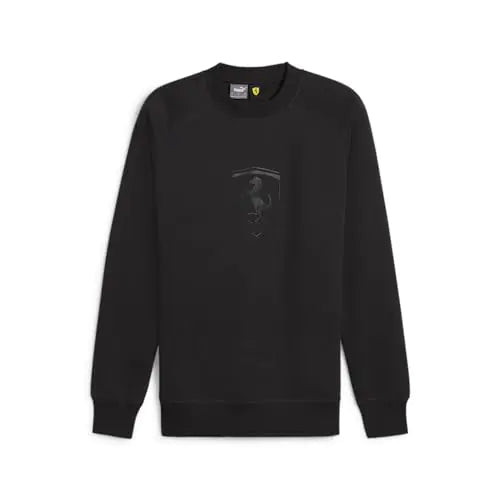 PUMA Mens Standard Scuderia Ferrari Race Big Shield Crew Sweatshirt Black-SS24 - Velora Luxury Fashion