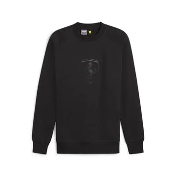 PUMA Mens Standard Scuderia Ferrari Race Big Shield Crew Sweatshirt Black-SS24 - Velora Luxury Fashion