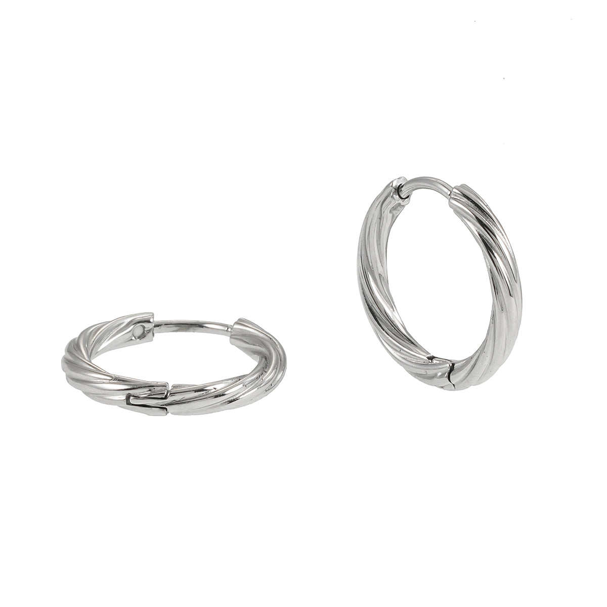 PURLEY: White Gold (Silver Toned) Richly Textured Modernist Mini Hoop Earrings - Velora