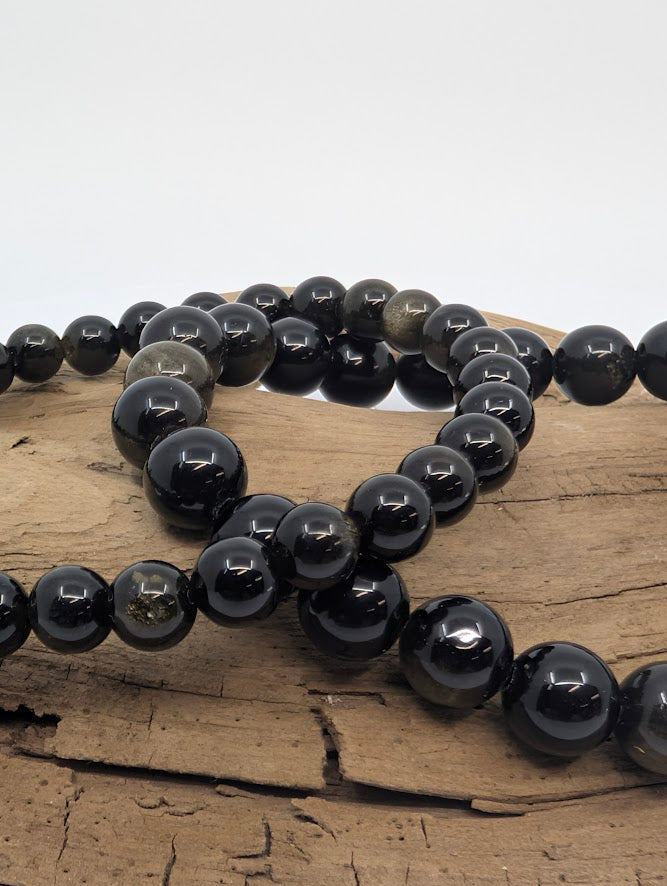 Golden Obsidian Bracelet — 6mm & 8mm Round Beads