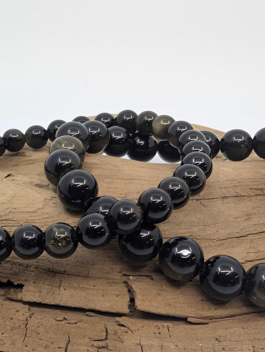 Golden Obsidian Bracelet — 6mm & 8mm Round Beads