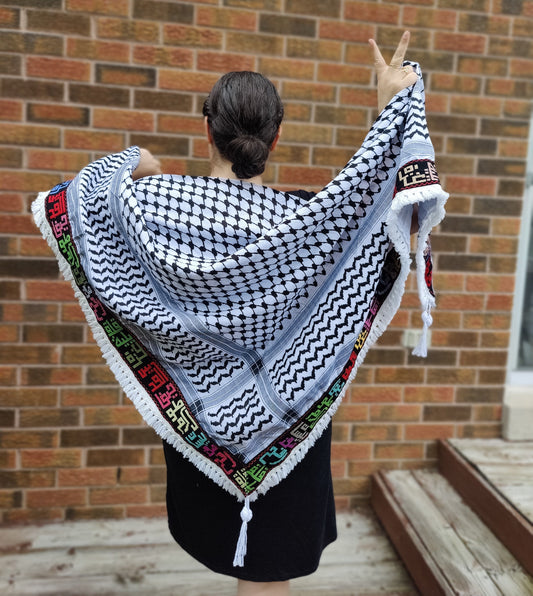 Palestinian Cities Kufiya (Keffiyeh) | Triangle Shawl - Velora Luxury Fashion