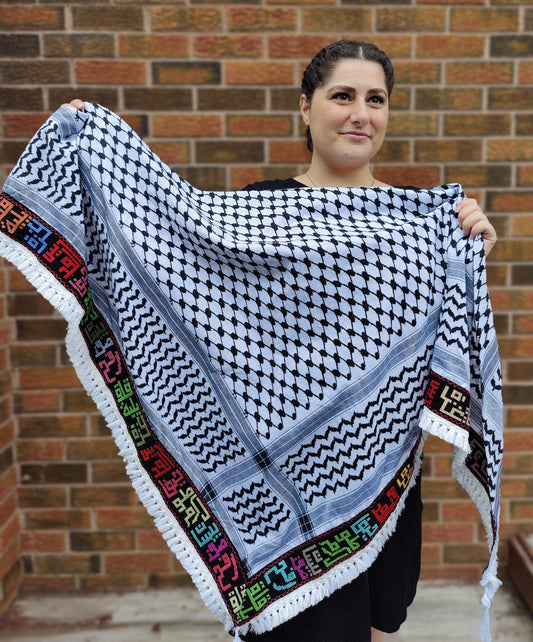 Palestinian Cities Kufiya (Keffiyeh) | Triangle Shawl - Velora Luxury Fashion