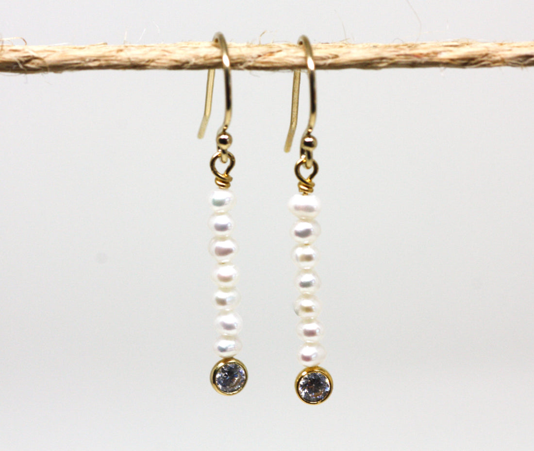 Pearl and Cubic Zirconia Drop Earrings - Velora Luxury Fashion