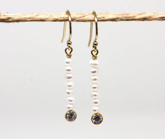 Pearl and Cubic Zirconia Drop Earrings - Velora Luxury Fashion