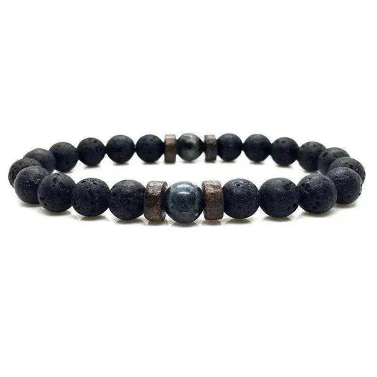 Personality Men's Black Volcanic Stone Bracelet - Velora