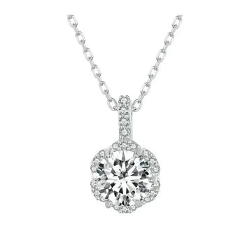 Petal Perfection 1ct Moissanite Sterling Silver Pendant Necklace - Velora Luxury Fashion