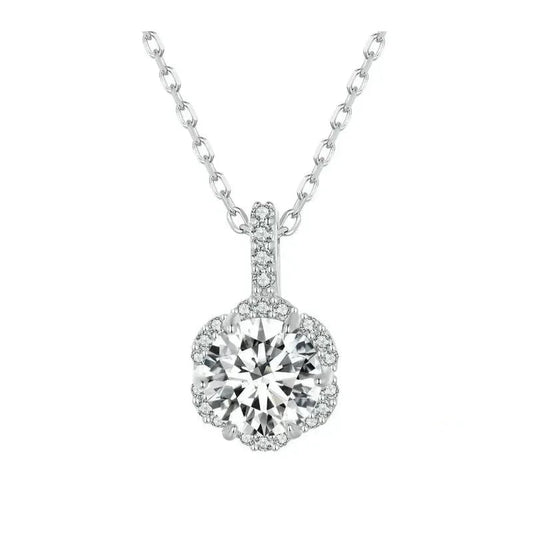 Petal Perfection 1ct Moissanite Sterling Silver Pendant Necklace - Velora Luxury Fashion