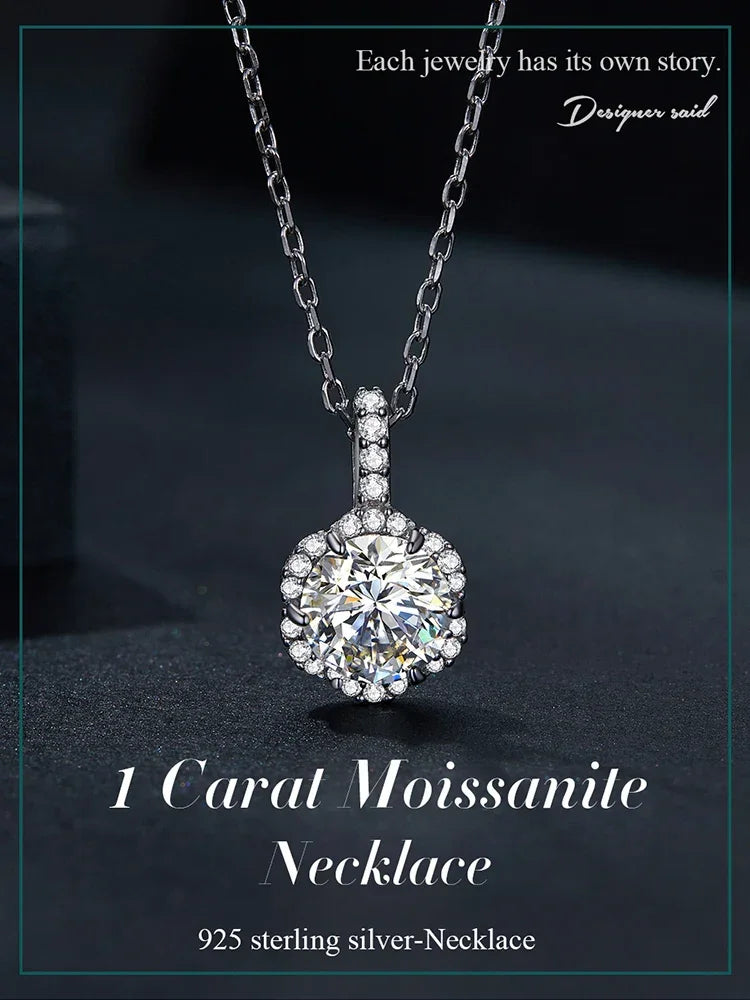 Petal Perfection 1ct Moissanite Sterling Silver Pendant Necklace - Velora Luxury Fashion