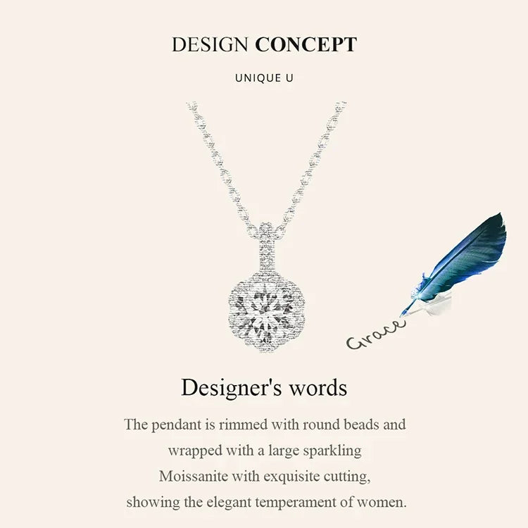 Petal Perfection 1ct Moissanite Sterling Silver Pendant Necklace - Velora Luxury Fashion