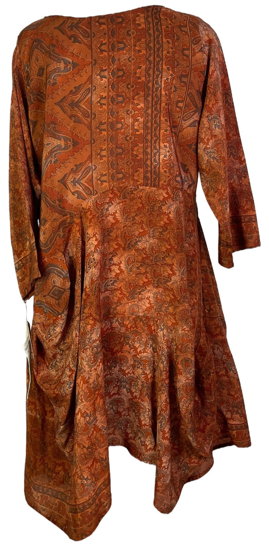 PRC7158 Avatar Pure Silk Sculptural Long Tunic Dress - Velora