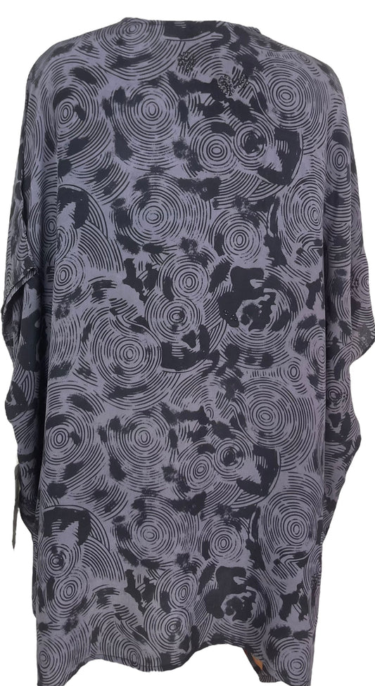 PRC7309 Avatar Pure Silk Short Kaftan Tunic with Slits - Velora