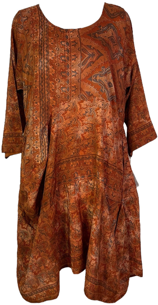 PRC7158 Avatar Pure Silk Sculptural Long Tunic Dress - Velora