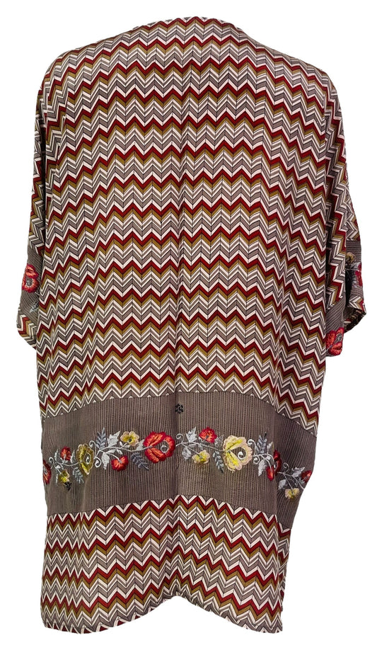 PRC7508 Avatar Pure Silk Kimono-Sleeved Jacket with Belt - Velora