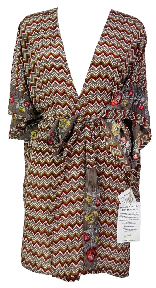 PRC7508 Avatar Pure Silk Kimono-Sleeved Jacket with Belt - Velora