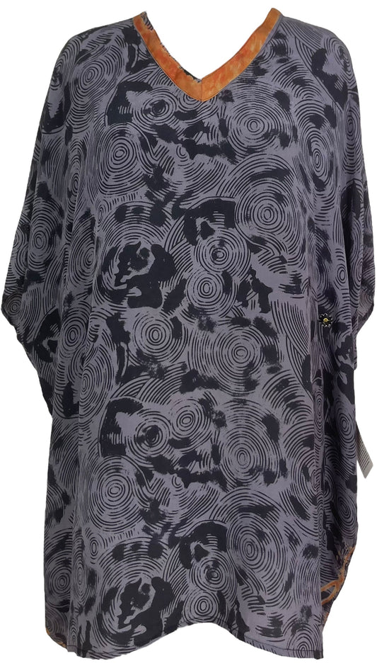 PRC7309 Avatar Pure Silk Short Kaftan Tunic with Slits - Velora