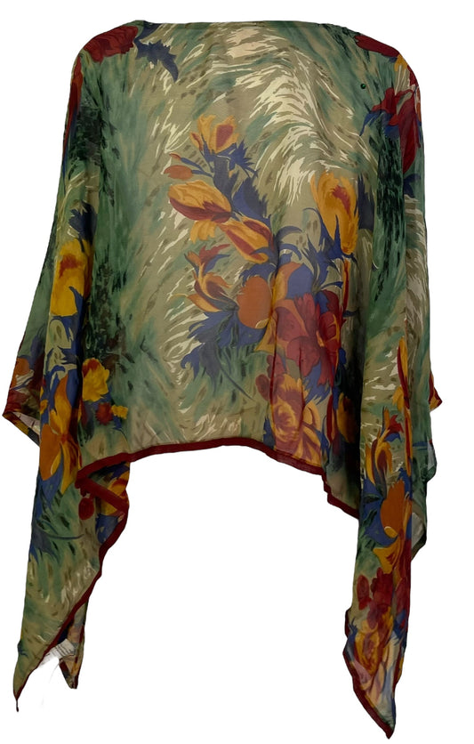 PRG7371 Sheer Avatar Pure Silk Capelet Poncho - Velora