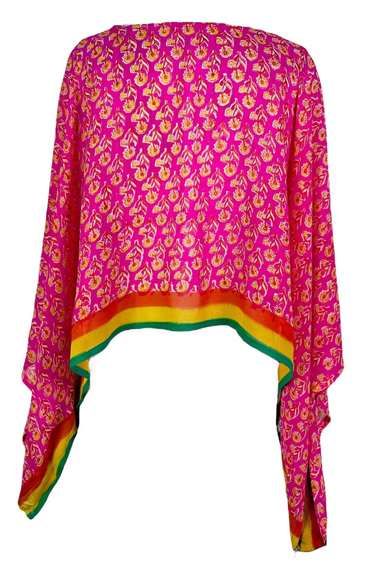 PRG7365 Sheer Avatar Pure Silk Kimono-Sleeved Top - Velora