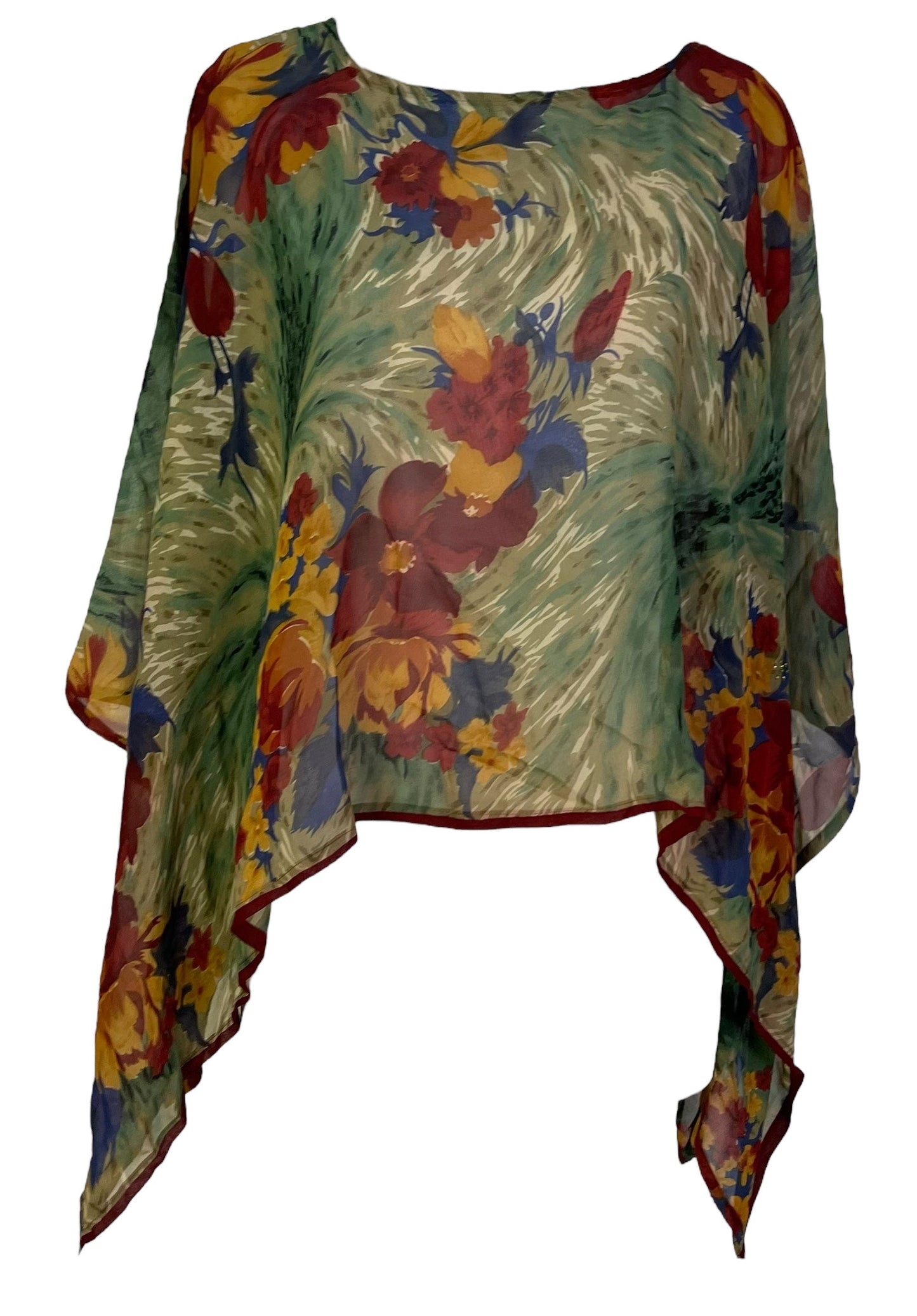 PRG7371 Sheer Avatar Pure Silk Capelet Poncho - Velora