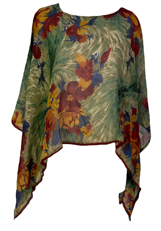 PRG7371 Sheer Avatar Pure Silk Capelet Poncho - Velora
