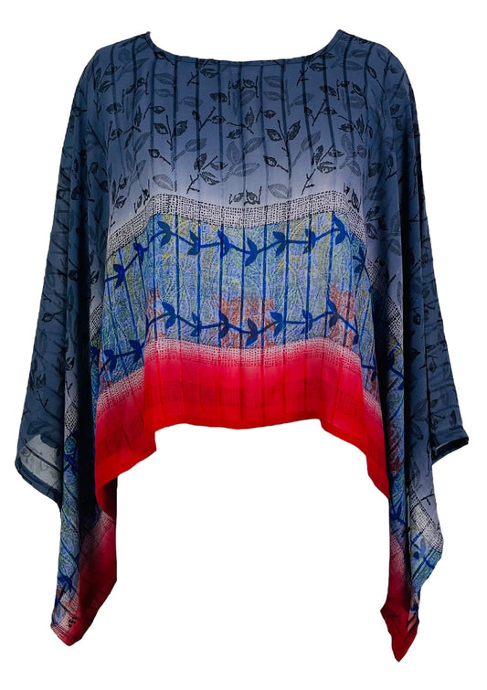 PRG7345 Sheer Avatar Pure Silk Kimono-Sleeved Top - Velora