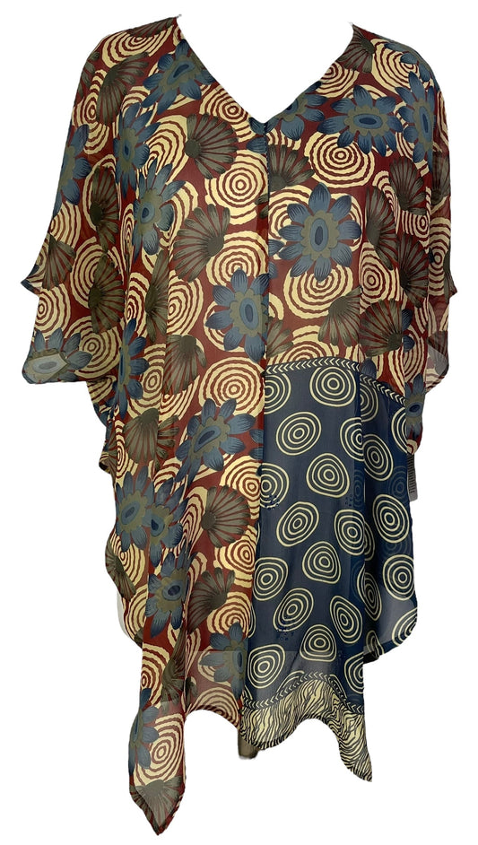 PRG7107 Sheer Avatar Pure Silk Waterfall Top - Velora