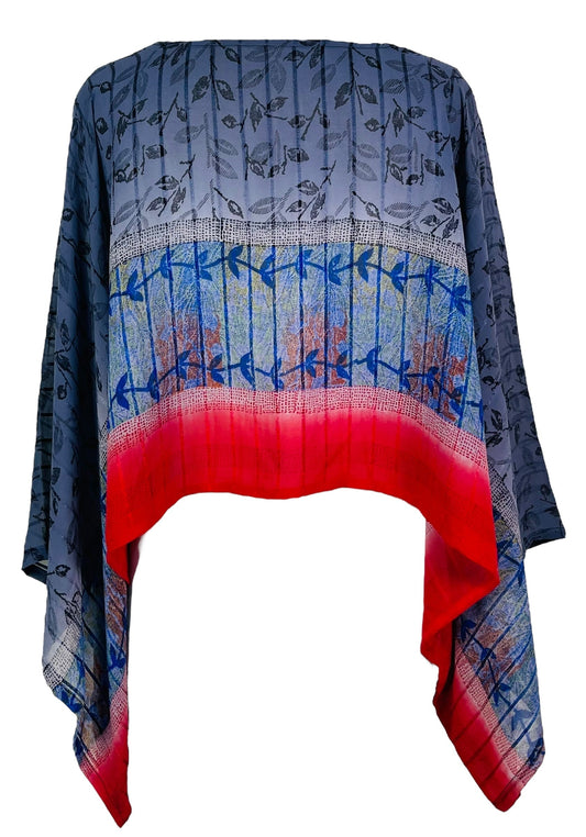PRG7345 Sheer Avatar Pure Silk Kimono-Sleeved Top - Velora