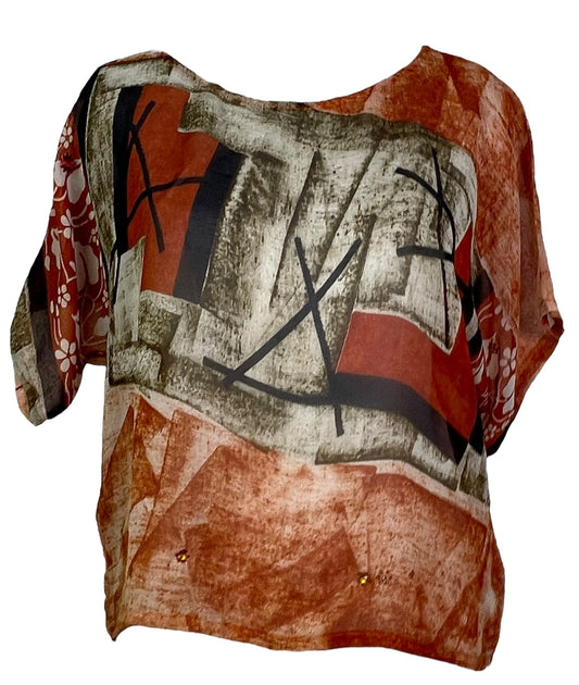 PRG7483 Sheer Avatar Pure Silk Boxy Top - Velora