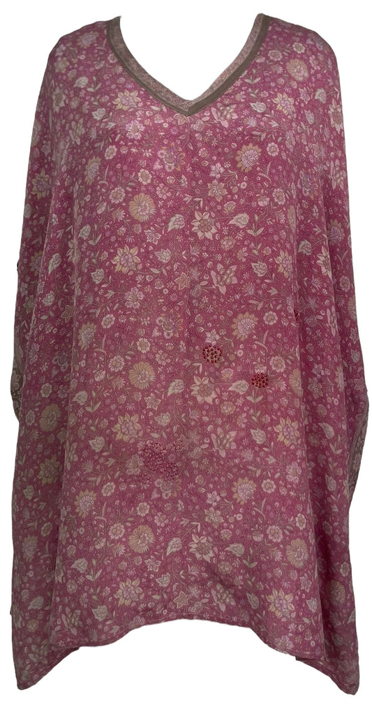 PRC7696 Avatar Pure Silk Short Kaftan Tunic with Slits - Velora