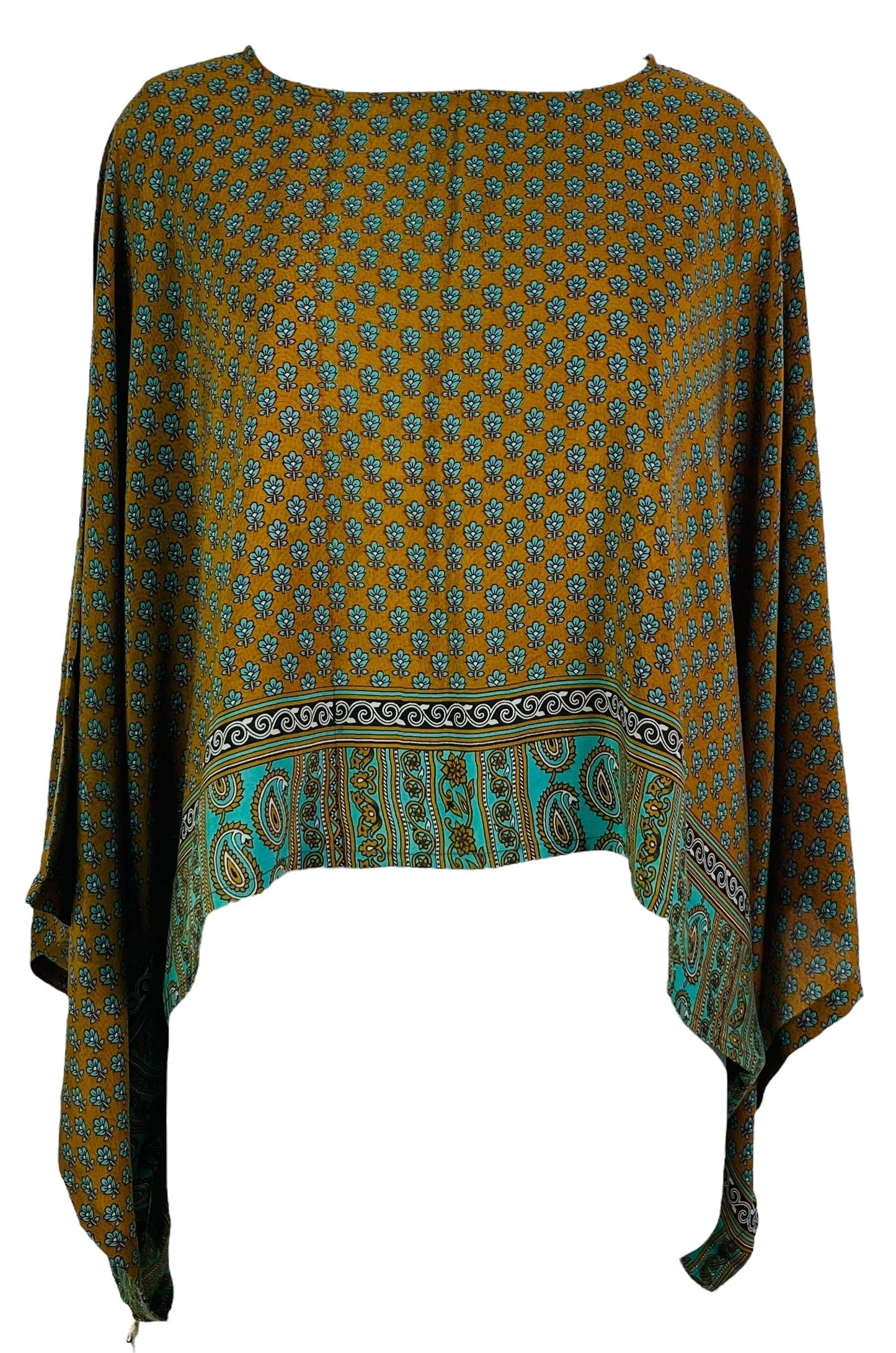 PRC7288 Avatar Pure Silk Kimono-Sleeved Top - Velora