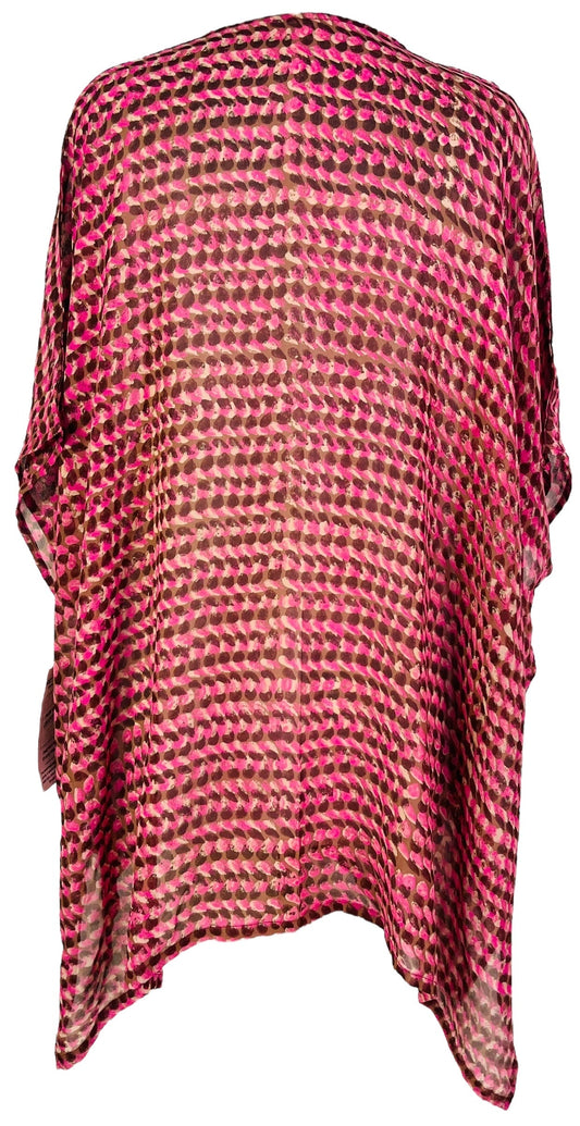 PRG7484 Sheer Avatar Pure Silk Short Kaftan Tunic with Slits - Velora