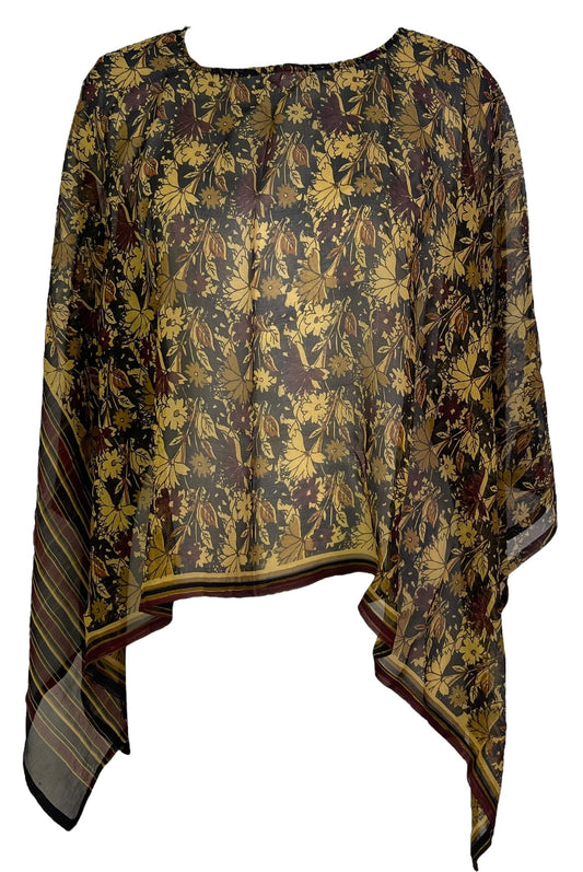 PCH6641 Very Sheer Avatar Pure Silk Capelet Poncho - Velora