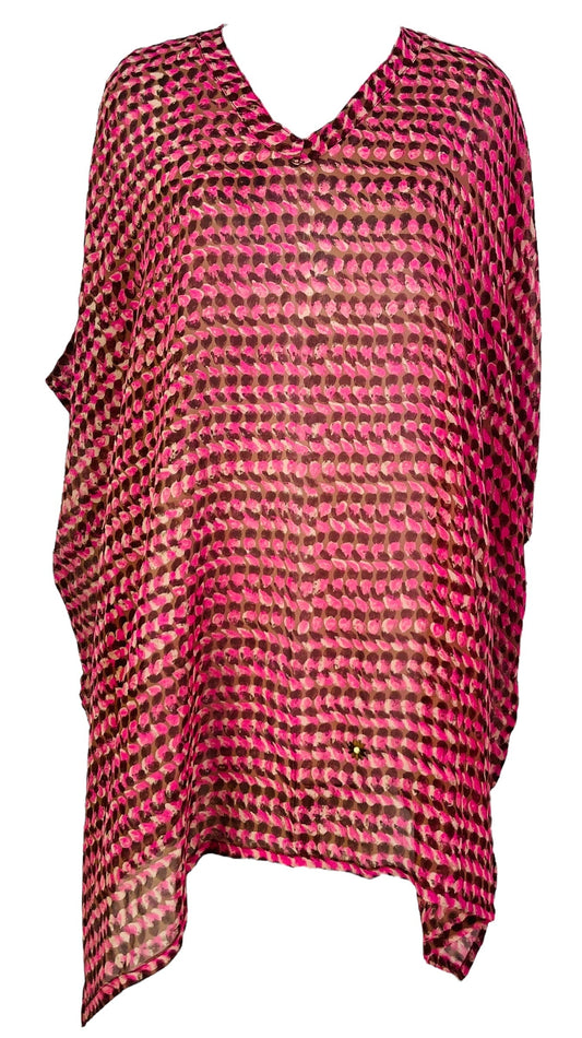 PRG7484 Sheer Avatar Pure Silk Short Kaftan Tunic with Slits - Velora