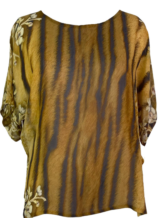 PRG7060 Sheer Avatar Pure Silk Side Slit Top - Velora