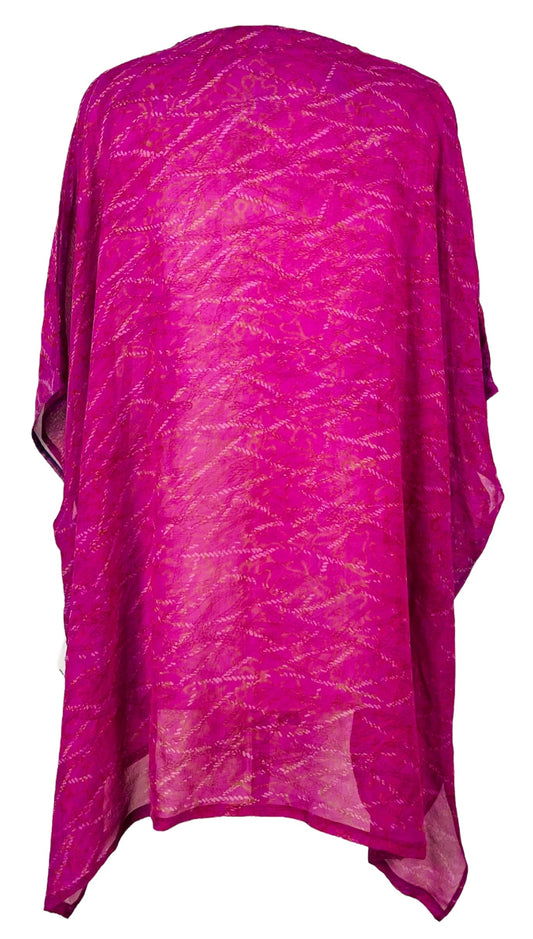PRG7475 Sheer Avatar Pure Silk Short Kaftan Tunic with Slits - Velora