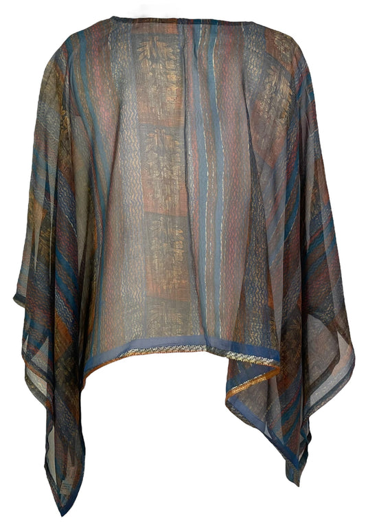 PRG6605 Sheer Avatar Pure Silk Kimono-Sleeved Top - Velora