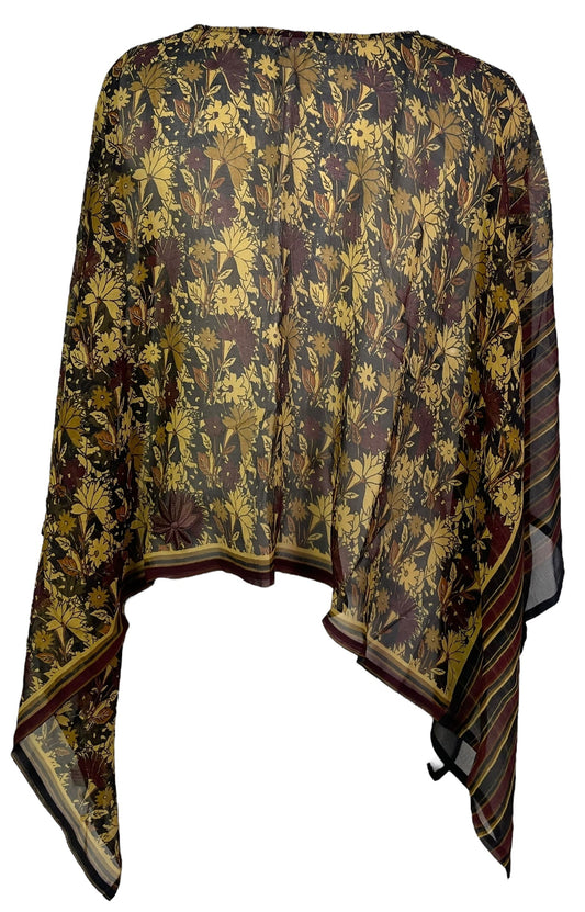 PCH6641 Very Sheer Avatar Pure Silk Capelet Poncho - Velora