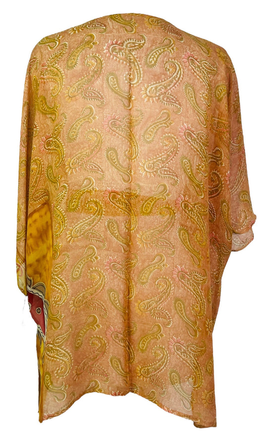 PRC7488 Avatar Pure Silk Kimono-Sleeved Jacket with Belt - Velora
