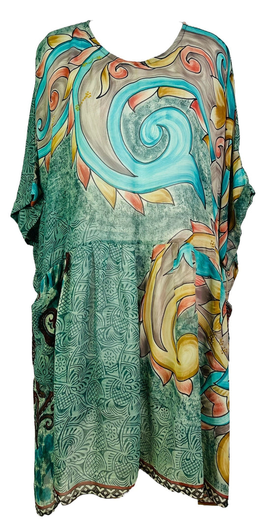 PRG7428 Sheer Avatar Pure Silk Boxy Babydoll Dress - Velora